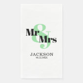 Mint and Black Mr & Mrs. Wedding Serviette (Vorderseite)