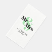 Mint and Black Mr & Mrs. Wedding Serviette (Ecke)