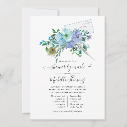 Mint and Blue Boho Baby Showroom by Mail Einladung (Vorderseite)