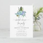Mint and Blue Boho Brautparty Tee Party Einladung (Stehend Vorderseite)