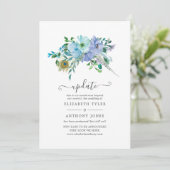Mint and Blue Boho Floral Wedding Update Einladung (Stehend Vorderseite)