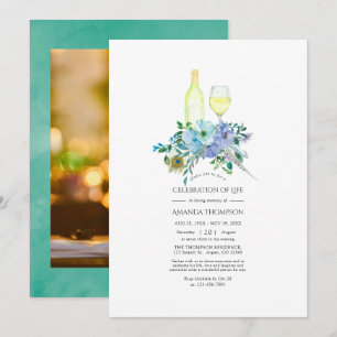 Mint and Blue Boho Weinthema Feier des Lebens Einladung