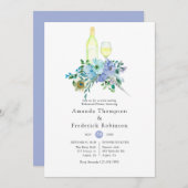 Mint and Blue Boho Wine Degustation Probe Dinner Einladung (Vorne/Hinten)