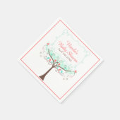 Mint and Coral Floral Bird Baby Shower  Serviette (Ecke)