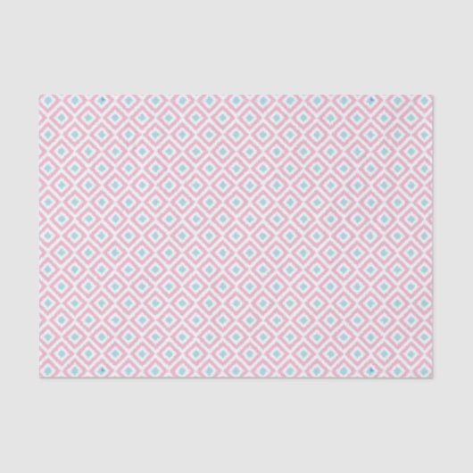 Mint and Coral Ikat Muster Seidenpapier (Vorderseite)