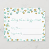 Mint and Gold Baby Dusche Name Suggestion Cards (Vorne/Hinten)