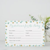 Mint and Gold Baby Predictions Cards für Baby (Stehend Vorderseite)