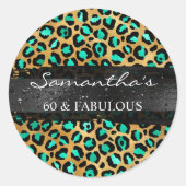 Mint and Gold Foil Leopard 60 & Fabulous Runder Aufkleber (Vorderseite)