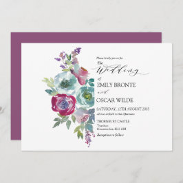 Mint and Mauve Watercolor Floral Wedding Invitati Einladung