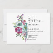 Mint and Mauve Watercolor Floral Wedding Invitati Einladung (Vorderseite)
