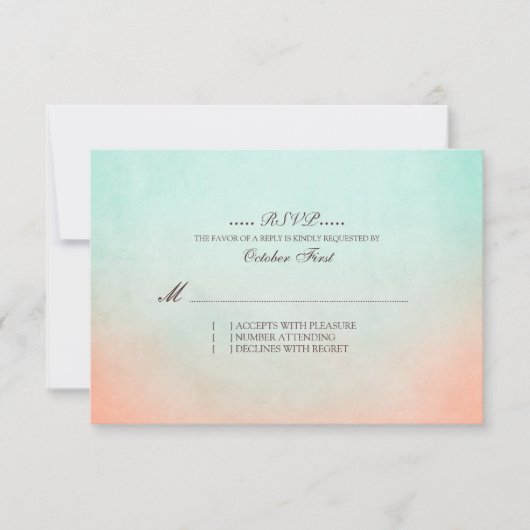 Mint and Peach Bohemisch Wedding RSVP Karte (Vorderseite)