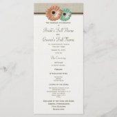 Mint and Peach Gerbera Daisy Wedding Program Programm (Vorderseite)