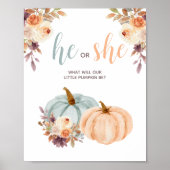 Mint and Peach Pumpkin Rustic Floral Voting Board Poster (Vorne)