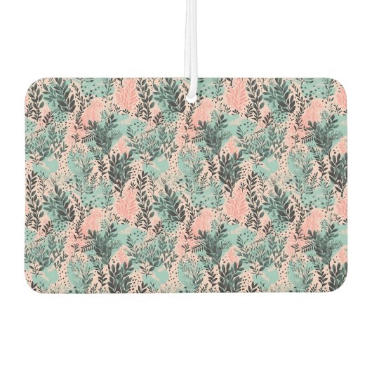 Mint and Pink Forest Pattern Autolufterfrischer (Vorderseite)