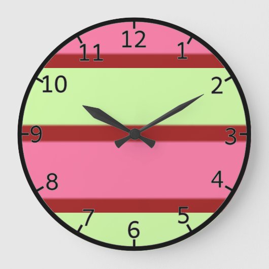 Mint And Pink Stripes Große Wanduhr (Vorderseite)