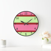 Mint And Pink Stripes Große Wanduhr (Zuhause)
