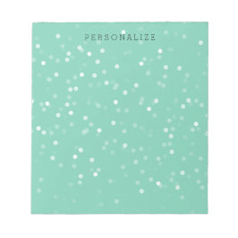 Mint and White Bokeh Confetti Notizblock