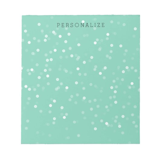 Mint and White Bokeh Confetti Notizblock (Vorderseite)
