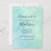 Mint Aqua Blue Gefärbte Krawatte Wasserfarbe Einladung (Vorderseite)