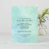 Mint Aqua Blue Gefärbte Krawatte Wasserfarbe Einladung (Stehend Vorderseite)