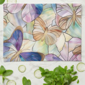 Mint Aqua Blue Lila Schmetterlinge Geschirrtuch (Gefaltet)