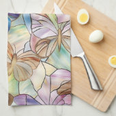 Mint Aqua Blue Lila Schmetterlinge Geschirrtuch (Viertel Falte)