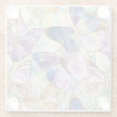 Mint Aqua Blue Lila Schmetterlinge Glasuntersetzer (Rückseite)