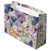 Mint Aqua Blue Lila Schmetterlinge Große Geschenktüte (Rückseite Schrägansicht)