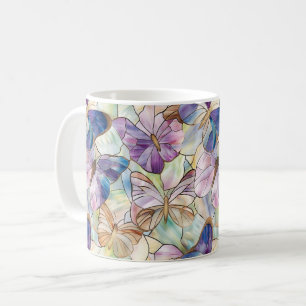 Mint Aqua Blue Lila Schmetterlinge Kaffeetasse