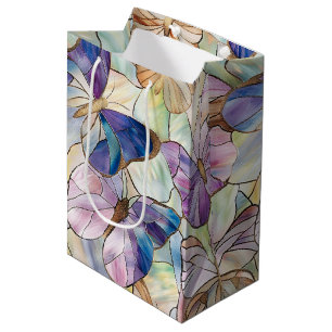 Mint Aqua Blue Lila Schmetterlinge Mittlere Geschenktüte