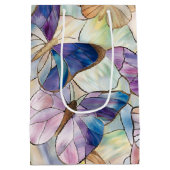 Mint Aqua Blue Lila Schmetterlinge Mittlere Geschenktüte (Rückseite)