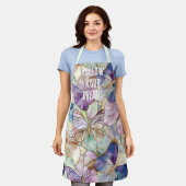 Mint Aqua Blue Lila Schmetterlinge Schürze (Getragen)