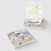 Mint Aqua Blue Lila Schmetterlinge Steinuntersetzer (Seitenansicht)