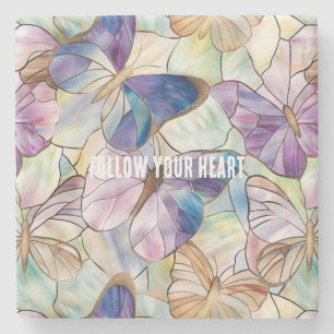 Mint Aqua Blue Lila Schmetterlinge Steinuntersetzer