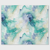 Mint Aqua Blue Tinte Marmor Geschenkpapier (Flach)