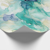 Mint Aqua Blue Tinte Marmor Geschenkpapier (Ecke)