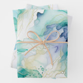 Mint Aqua Blue Tinte Marmor Geschenkpapier Set (Beispiel)