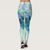 Mint Aqua Blue Tinte Marmor Leggings (Rückseite)