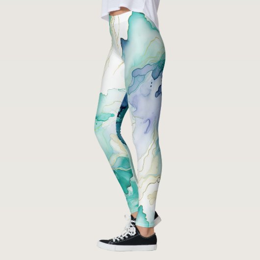 Mint Aqua Blue Tinte Marmor Leggings (Links)