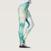 Mint Aqua Blue Tinte Marmor Leggings (Rechts)