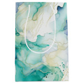 Mint Aqua Blue Tinte Marmor Mittlere Geschenktüte (Vorderseite)