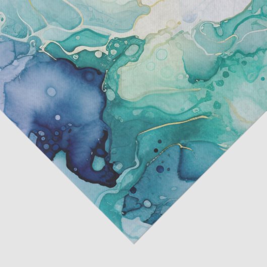 Mint Aqua Blue Tinte Marmor Seidenpapier (Detail)