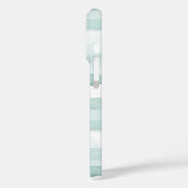 Mint Aqua Blue White Stripes Monogram  Case-Mate iPhone Hülle (Rückseite / Links)