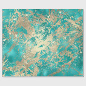 Mint Aqua Champaigne Gold Marble Metallic Strokes Geschenkpapier (Flach)