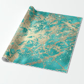 Mint Aqua Champaigne Gold Marble Metallic Strokes Geschenkpapier (Ungerollt)