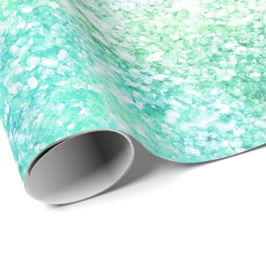 Mint Aqua Confetti Glitzer Unicorn Geschenkpapier (Rolleneckpunkt)