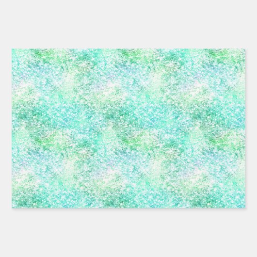 Mint Aqua Confetti Glitzer Unicorn Geschenkpapier Set (Vorderseite 2)