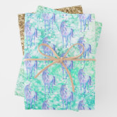 Mint Aqua Confetti Glitzer Unicorn Geschenkpapier Set (Beispiel)