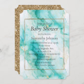 Mint Aqua Glam Elegante Einladung (Vorne/Hinten)