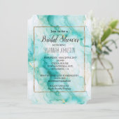 Mint Aqua Glam Elegante Einladung (Stehend Vorderseite)